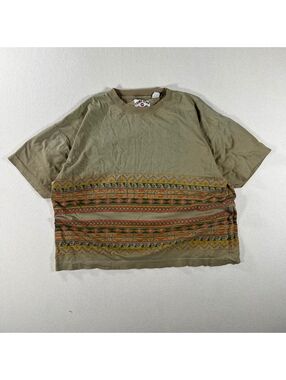 Point Zero Collection by Nicole Benito Aztec print khaki tee